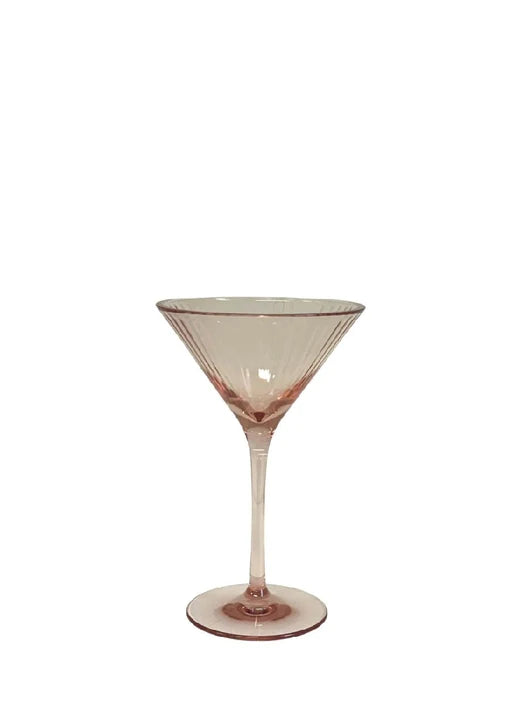 ACRYLIC MARTINI GLASS RIBBED PINK/GOLD | Creeping Fig