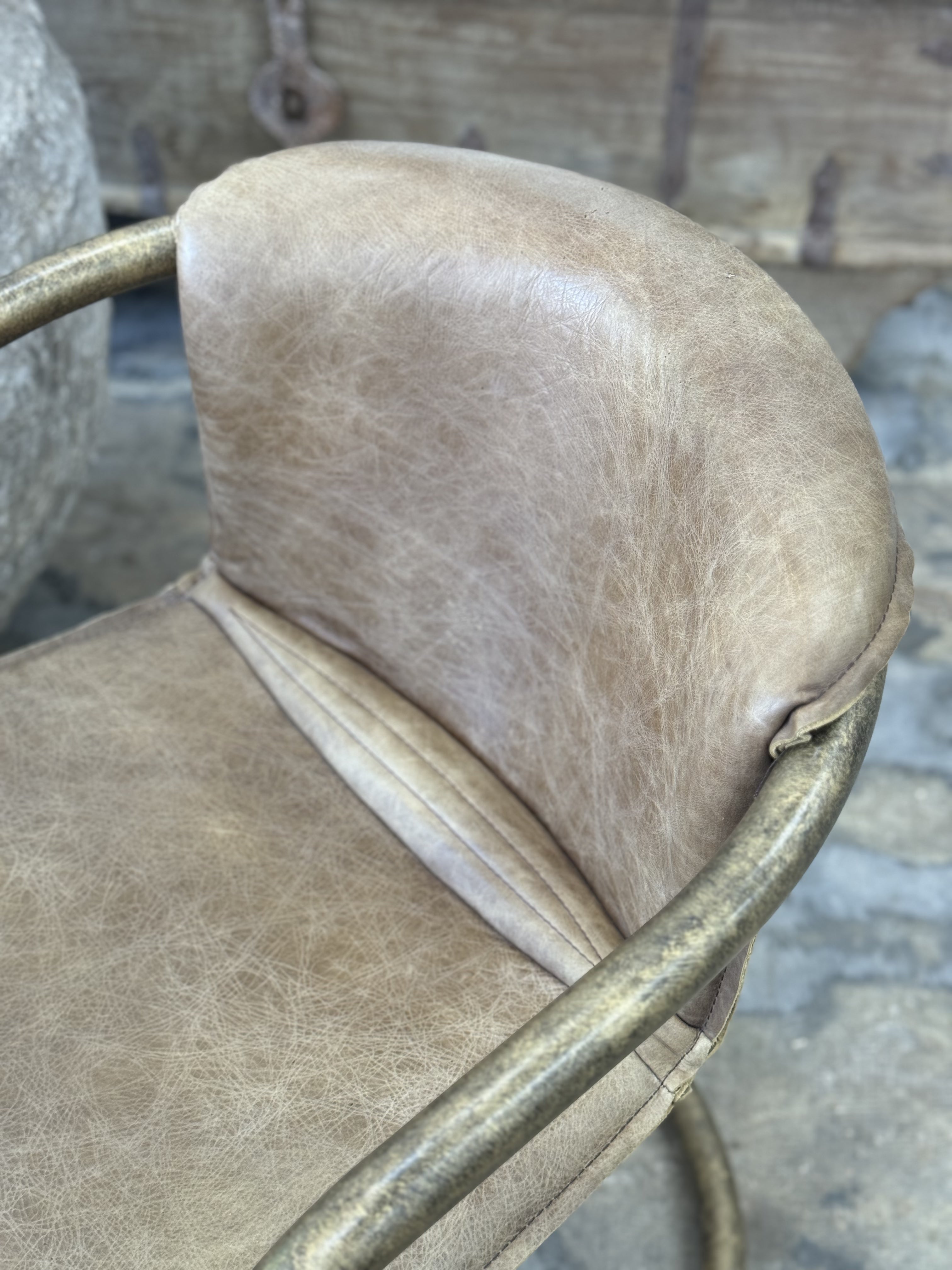 Leather & Brass Dining Chair | Creeping Fig