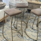 Leather & Brass Bar Stool | Creeping Fig