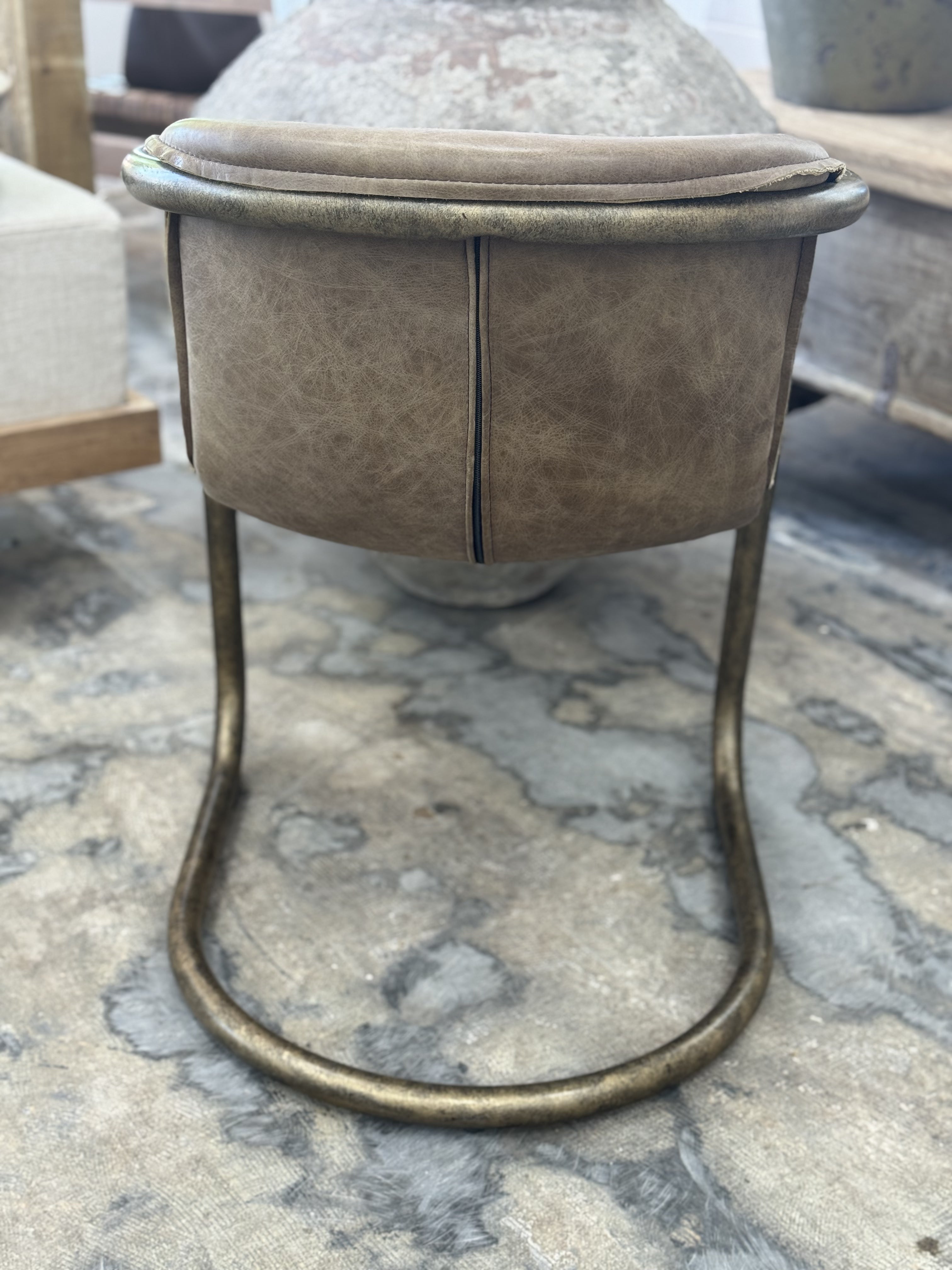 Leather & Brass Dining Chair | Creeping Fig