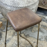 Leather & Brass Bar Stool | Creeping Fig