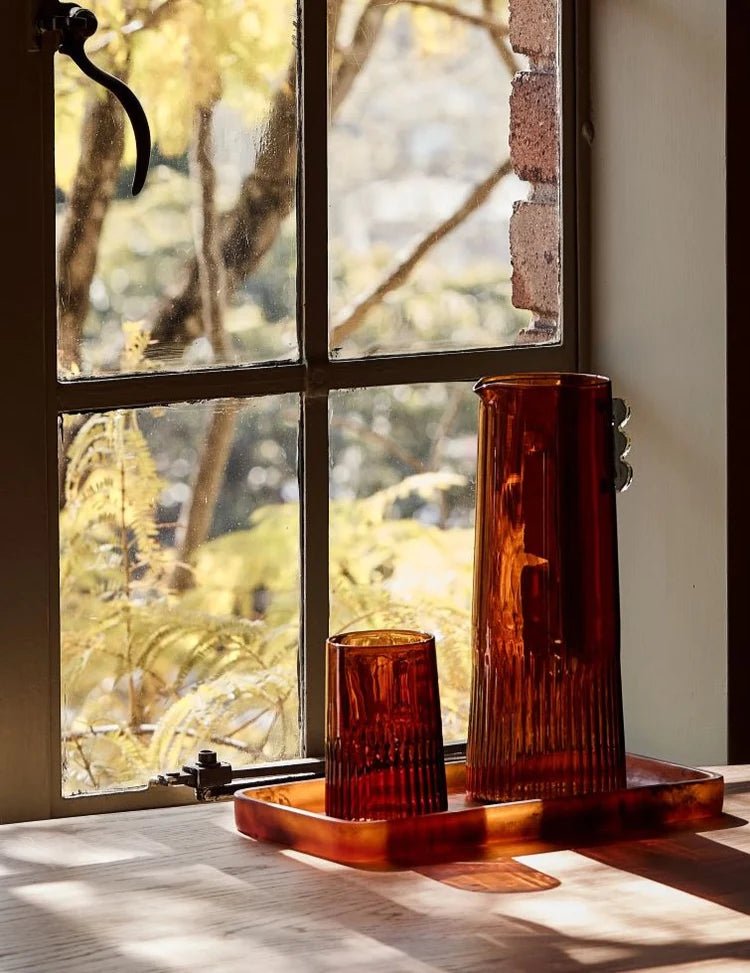 Kairos Water Glass | Dark Amber | Set of 2 | Creeping Fig