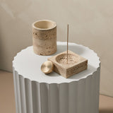 TRAVERTINE INCENSE HOLDER / BOWL