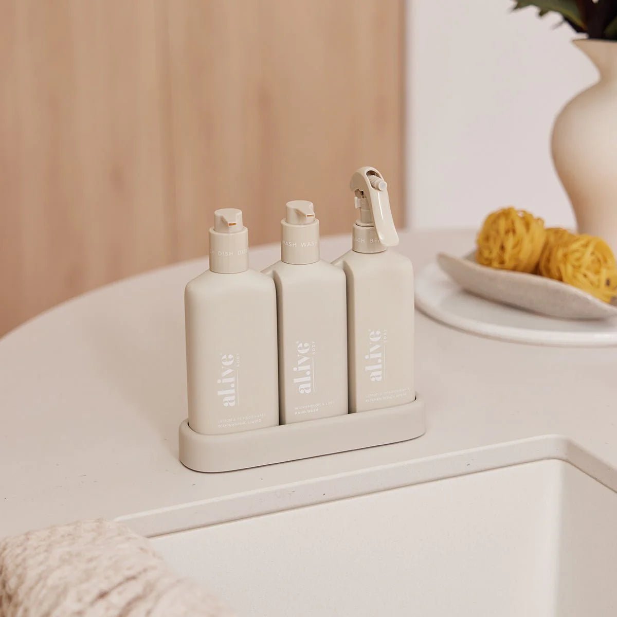 DISHWASHING LIQUID, HAND WASH & BENCH SPRAY + TRAY, PREMIUM KITCHEN TRIO | Creeping Fig