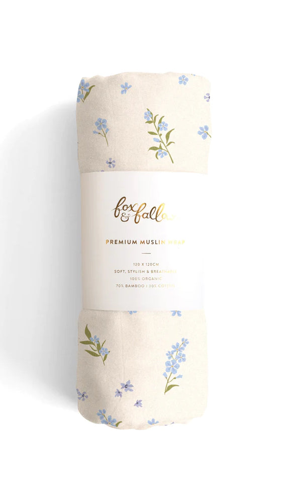 Forget-Me-Not Organic Muslin Wrap Swaddle | Creeping Fig
