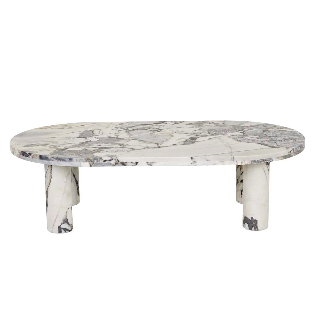 Amara Round Leg Oval Coffee Table - Natural Ocean Marble | Creeping Fig