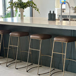 Leather & Brass Bar Stool | Creeping Fig