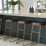 Leather & Brass Bar Stool | Creeping Fig