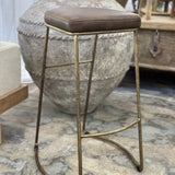 Leather & Brass Bar Stool | Creeping Fig