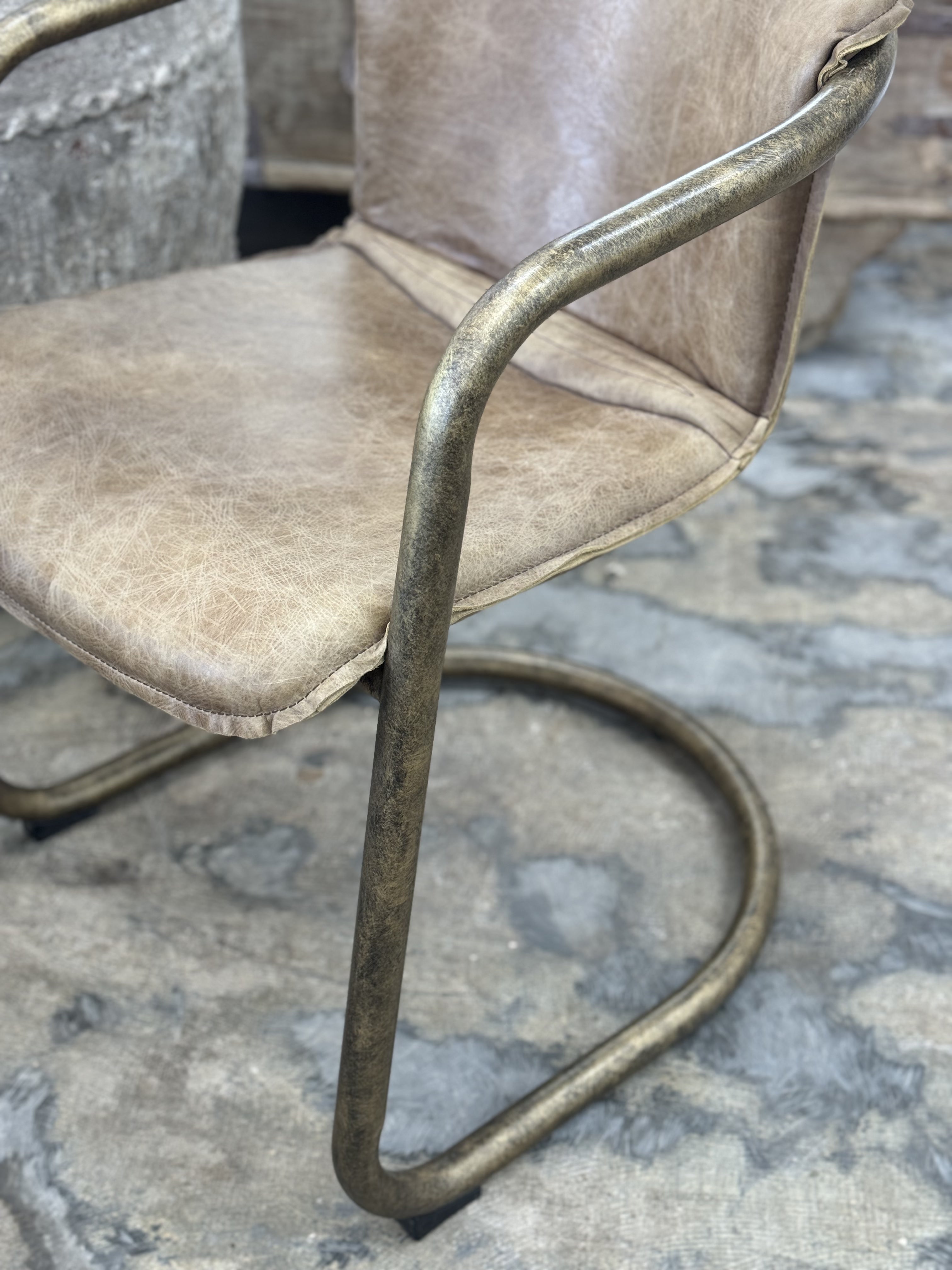 Leather & Brass Dining Chair | Creeping Fig