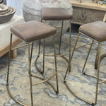 Leather & Brass Bar Stool | Creeping Fig