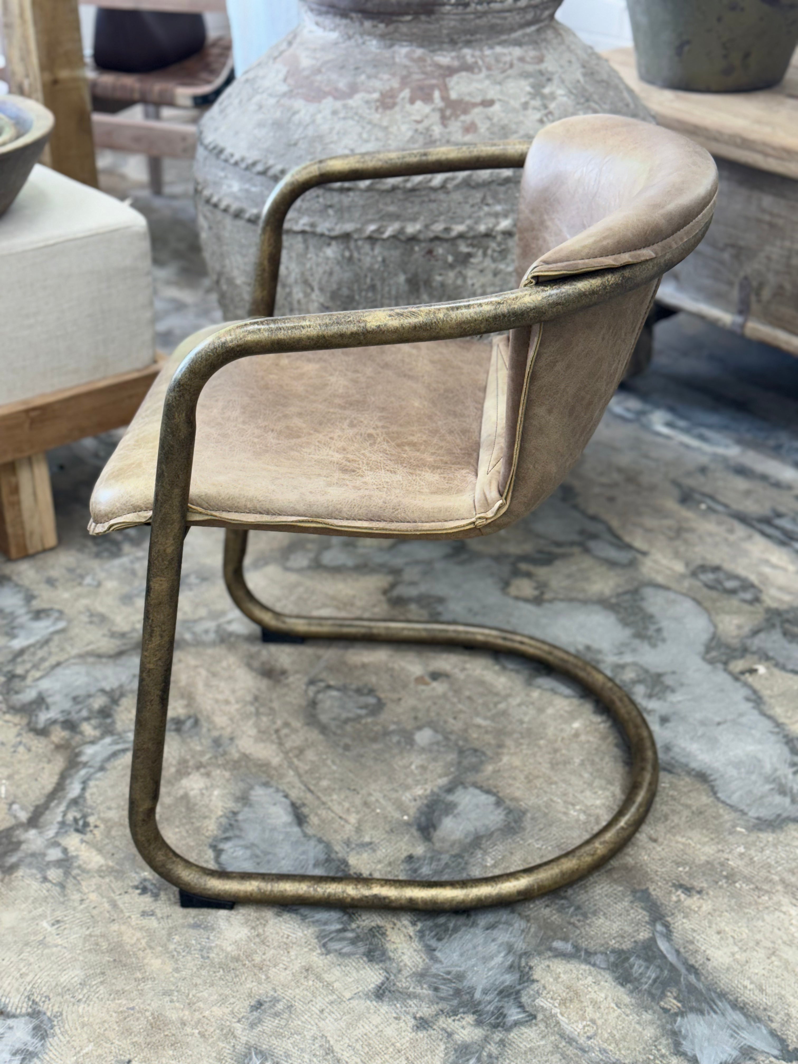 Leather & Brass Dining Chair | Creeping Fig