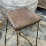 Leather & Brass Bar Stool | Creeping Fig