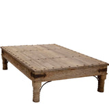 Vintage Carved Coffee Table with Iron Details
