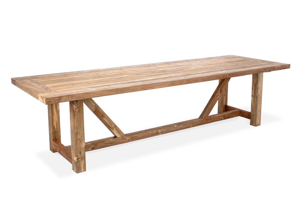 Reclaimed Teak Outdoor Dining Table – 3m | Creeping Fig