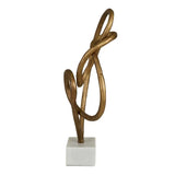 Harira Scribble Sculpture - Antique Brass - Matt White Marble | Creeping Fig