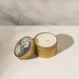 HAND POURED SOY CANDLE IN BRASS TIN - GARDENIA