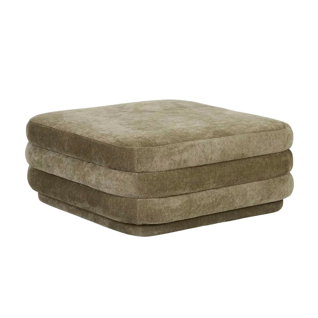 Kennedy Ribbed Large Square Ottoman - Silver Sage | Creeping Fig
