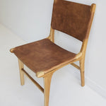 LEATHER DINING CHAIR - TAN | Creeping Fig