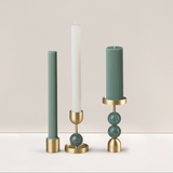 Beaded Fountain Brass Candle Holder - Green Medium