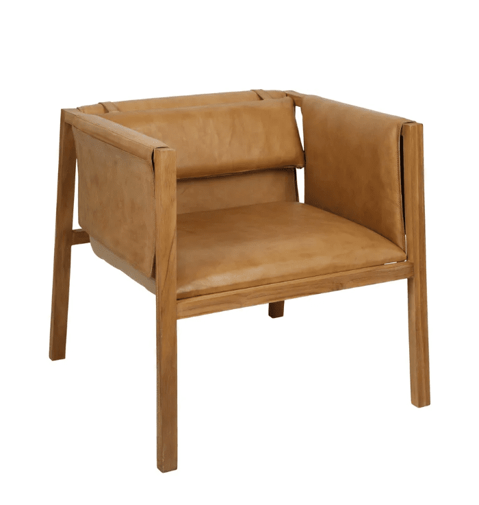 Zayne Chair Teak & Toffee Leather | Creeping Fig