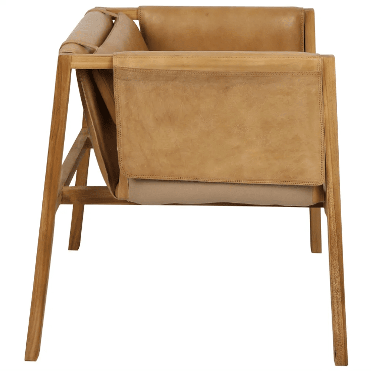 Zayne Chair Teak & Toffee Leather | Creeping Fig