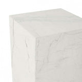 Elle Block Plinth - White Marble
