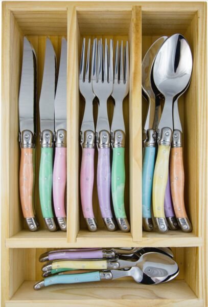 LOUIS THIERS LAGUIOLE 24P CUTLERY SET - PASTEL MULTI COLOUR | Creeping Fig