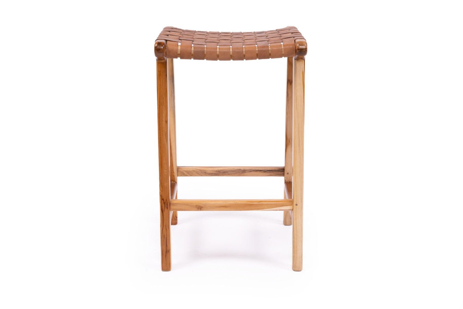 LEATHER STOOL – TAN STRAP | Creeping Fig
