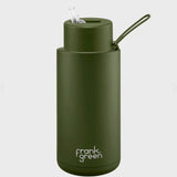 34oz Stainless Steel Ceramic Reusable Bottle with Straw Lid - Khaki