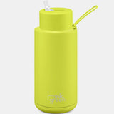 34oz Stainless Steel Ceramic Reusable Bottle with Straw Lid - Neon Yellow
