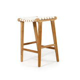 LEATHER STOOL – WHITE STRAP | Creeping Fig
