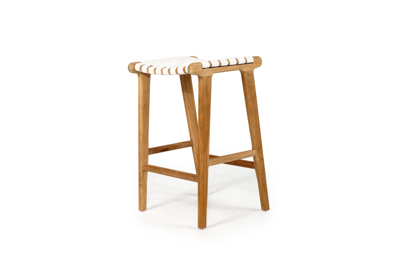 LEATHER STOOL – WHITE STRAP | Creeping Fig