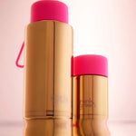 Chrome gold ceramic reusable bottle with straw lid - 34oz / 1,000ml | Creeping Fig