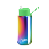 Chrome Rainbow ceramic reusable bottle with straw lid - 34oz / 1,000ml