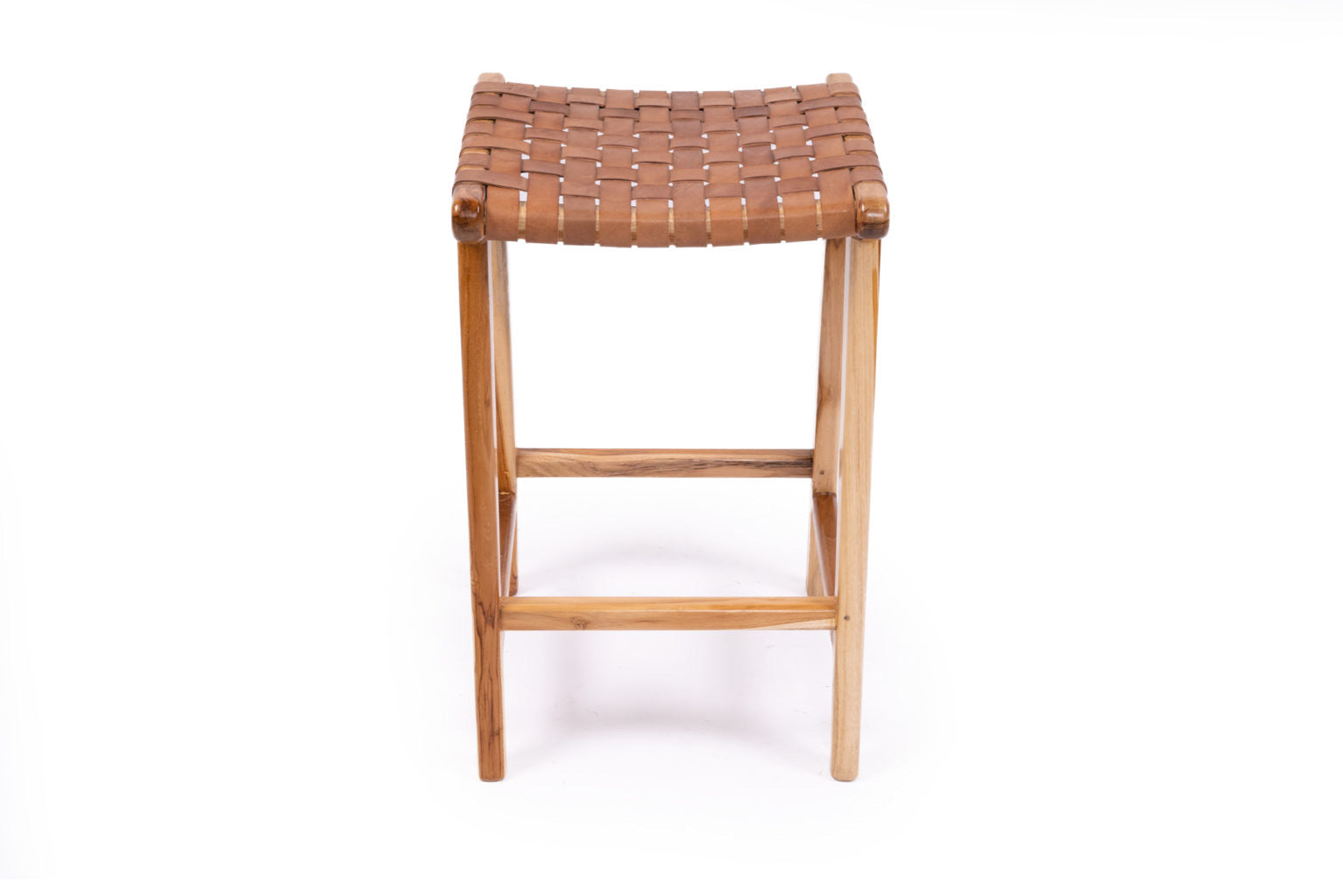 LEATHER STOOL – TAN STRAP | Creeping Fig