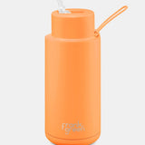 34oz Stainless Steel Ceramic Reusable Bottle with Straw Lid - Neon Orange