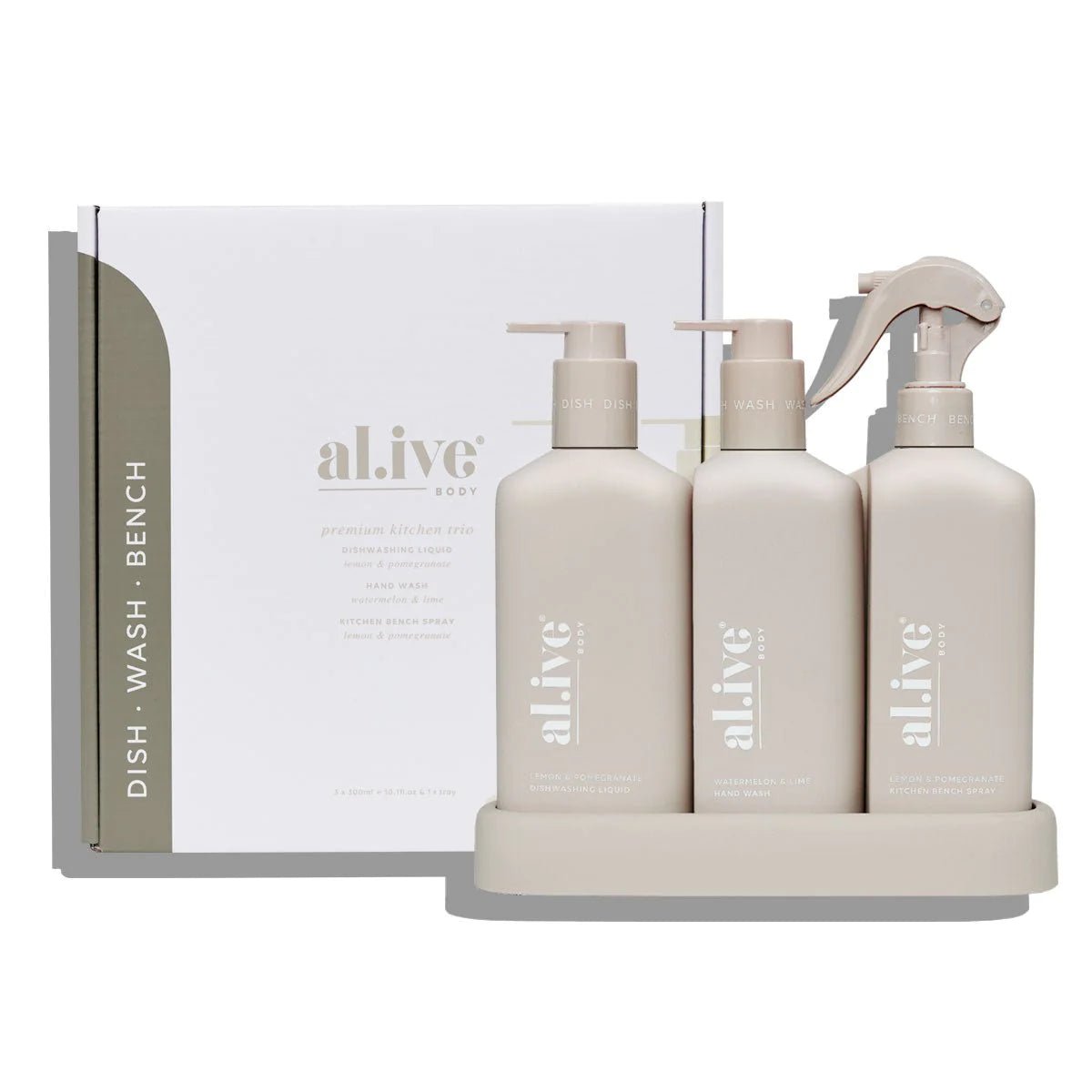 DISHWASHING LIQUID, HAND WASH & BENCH SPRAY + TRAY, PREMIUM KITCHEN TRIO | Creeping Fig