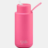 34oz Stainless Steel Ceramic Reusable Bottle with Straw Lid - Neon Pink