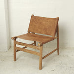 Zadie Tan Leather and Teak Chair | Creeping Fig
