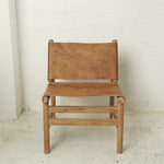 Zadie Tan Leather and Teak Chair | Creeping Fig